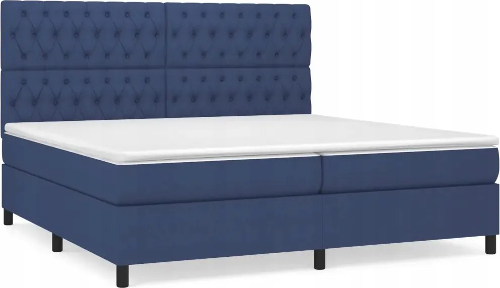 vidaXL Kontinentálna posteľ s matracom, modrá, tkanina 200 x 200 cm