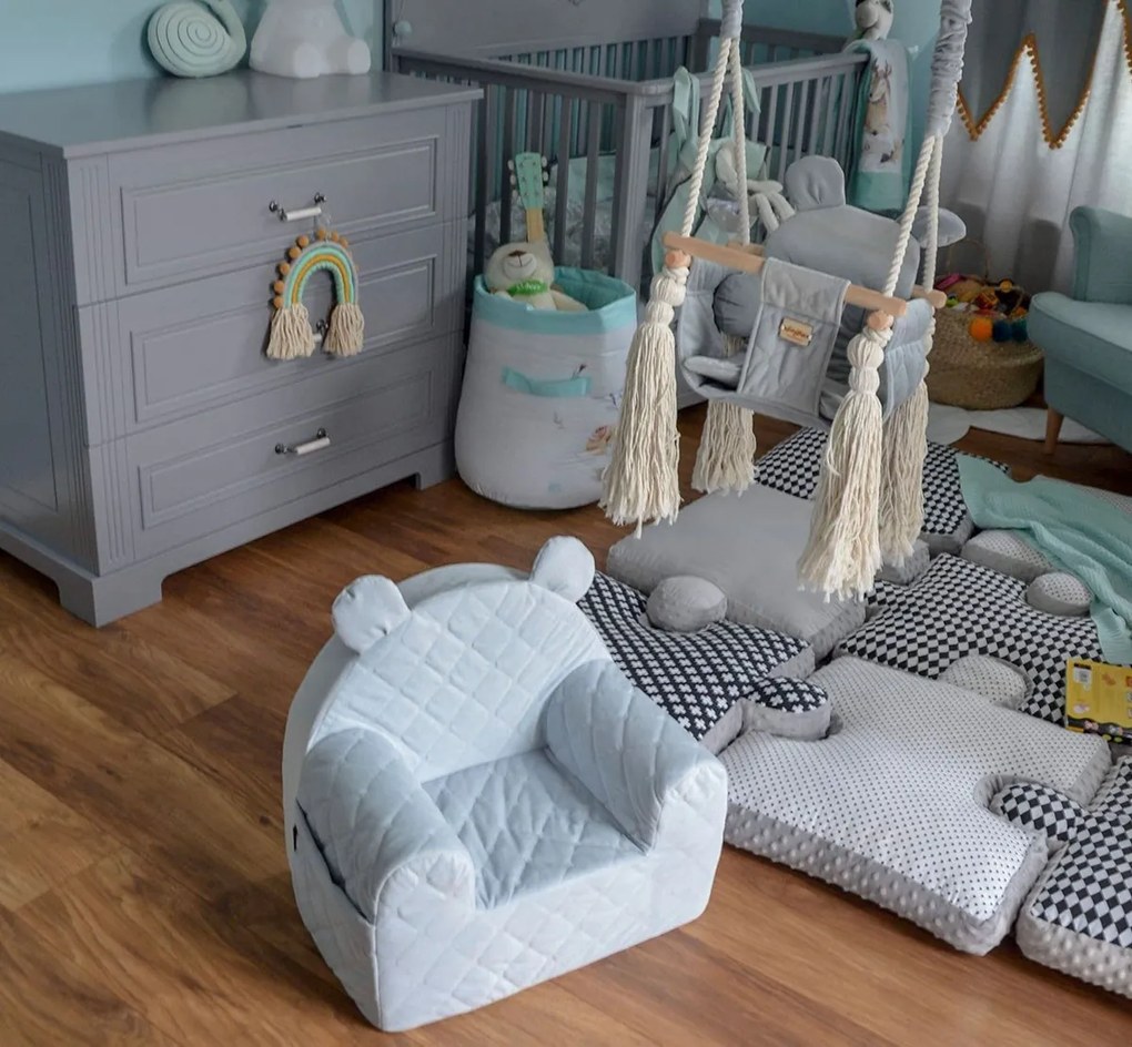 Pohodlné kresielko s uškami pre deti TYRKYSOVÁ