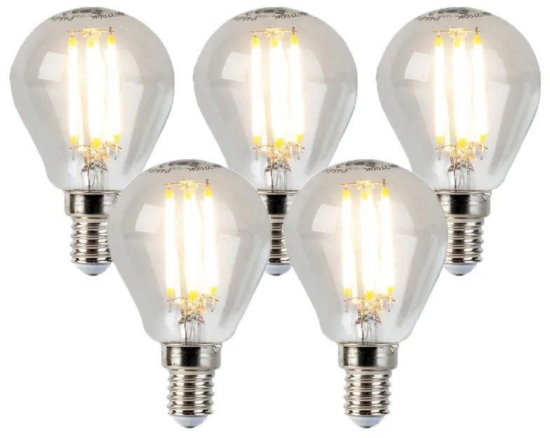 Sada 5 stmievateľných LED žiaroviek E14 Globe P45 5W 470lm 2700K