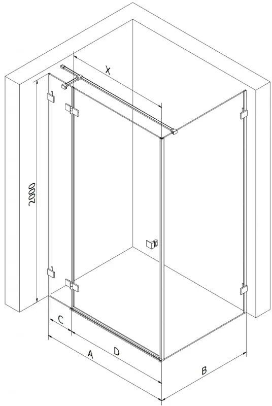 Mexen Lunar T, sklápací sprchový kút ľavý 115 x 110 cm, 8mm číre sklo, grafitový profil, 834T-115-110-95-00-L