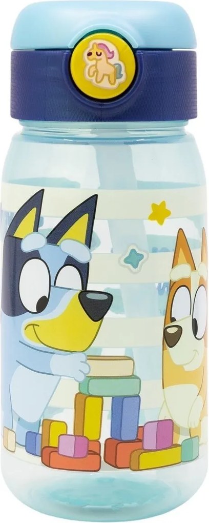 Plastová fľaša na pitie so slamkou a viečkom Bluey | Bez BPA, objem 510 ml