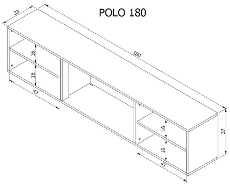 Cama Meble Televízny stolík RTV POLO 180 EF BLACK A