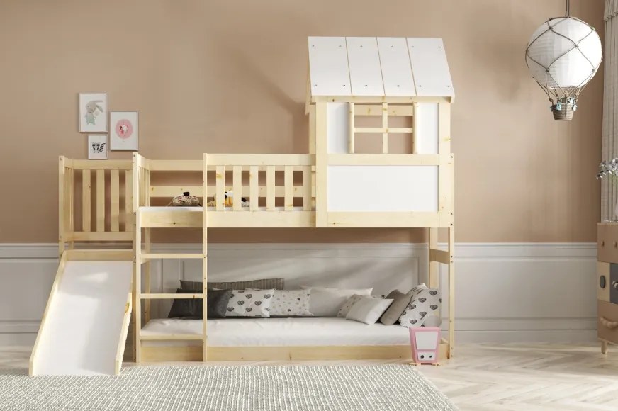Interbeds Poschodová posteľ Antresola Domček so šmykľavkou 200cm x 90cm