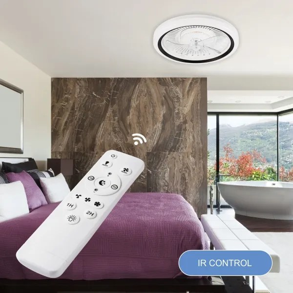 LED Stropné svietidlo s ventilátorom GEMMA LED/37W/230V biela + DO