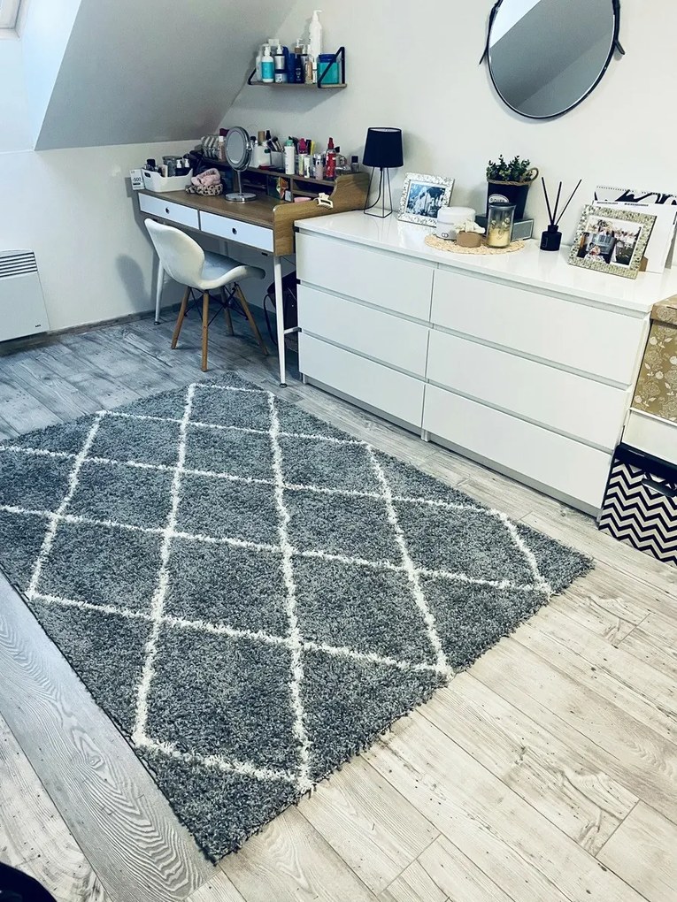 Ayyildiz, Kusový koberec Alvor Shaggy 3401 grey, 120x170, šedá, obývacia izba