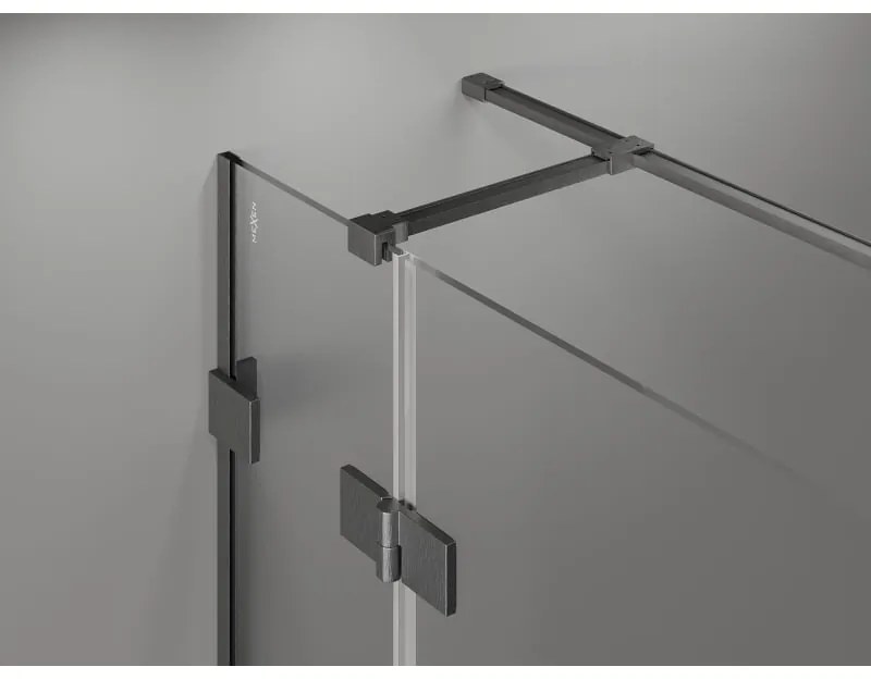 Mexen Lunar T, sklápací sprchový kút ľavý 135 x 110 cm, 8mm číre sklo, profil grafit brúsený, 834T-135-110-66-00-L