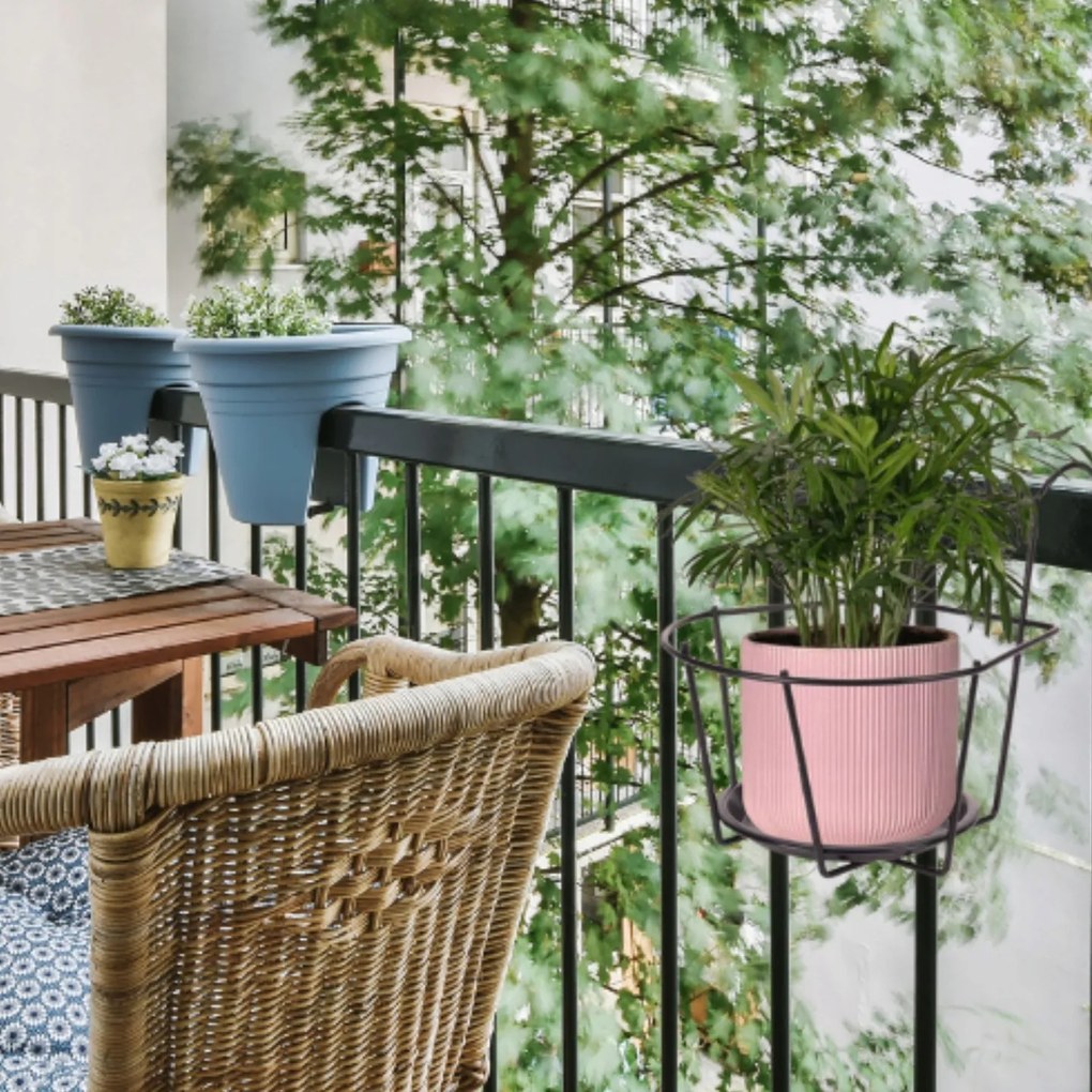 Nástenný stojan na kvety GEOMETRY 22x20 cm čierny