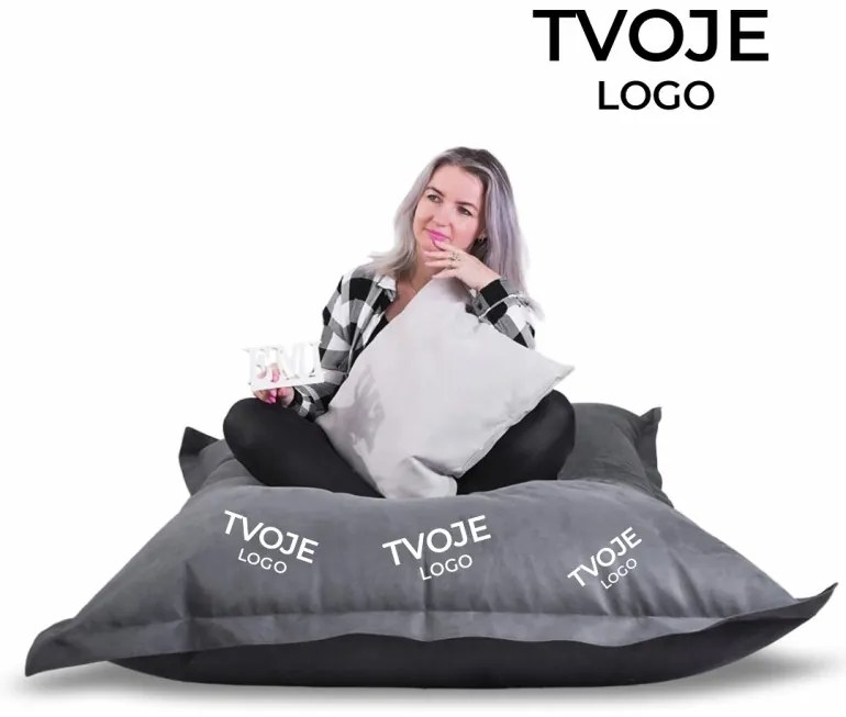 Sedací vak vankúš sivý semišový s vlastným logom EMI