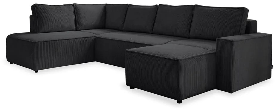 Antracitovosivá menčestrová rozkladacia rohová pohovka (ľavý roh/do tvaru "U") Brave Dave – Miuform