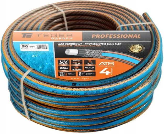 Rm Záhradná hadica „professional- Extra Flex“ Fi 3/4". 50 m Teger