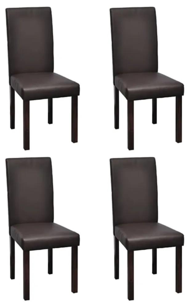 vidaXL Jedálenské stoličky z umelej kože 4 ks hnedé