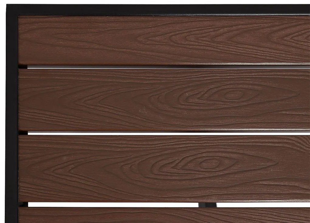 Záhradný stôl HWC-J95, hliník vzhľad dreva - čierna, tmavo hnedá