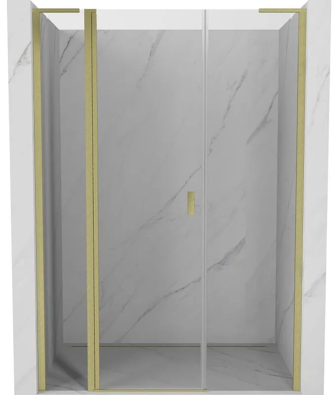 Mexen, Mexen Mist L výklopné sprchové dvere 135 cm, transparentné, brúsené zlaté - 8A4L-135-001-55-00