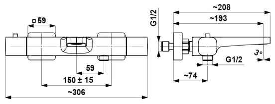 KFA Armatura 5754-010-00 - Termostatická vaňová batéria MALAGA, lesklý chróm