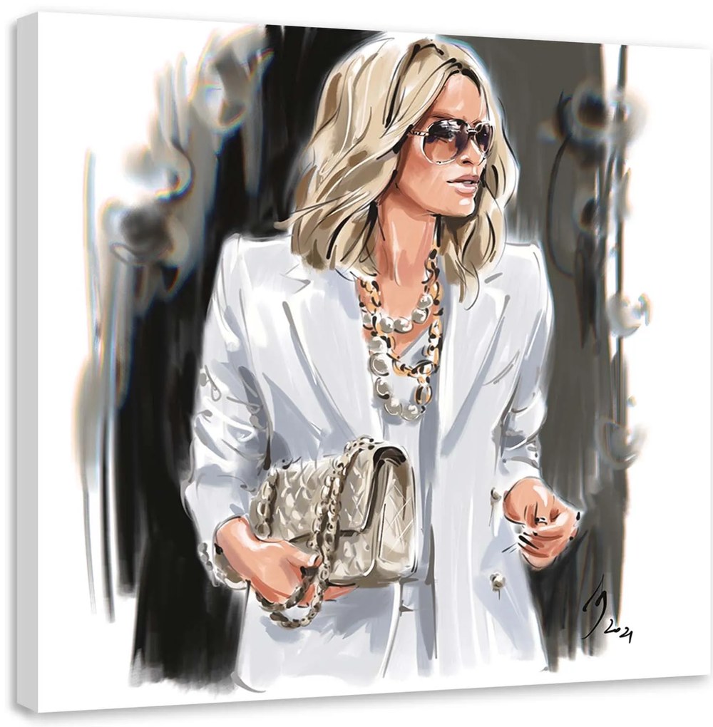 Gario Obraz na plátne Blondínka Biela móda - Irina Sadykova Rozmery: 60 x 60 cm