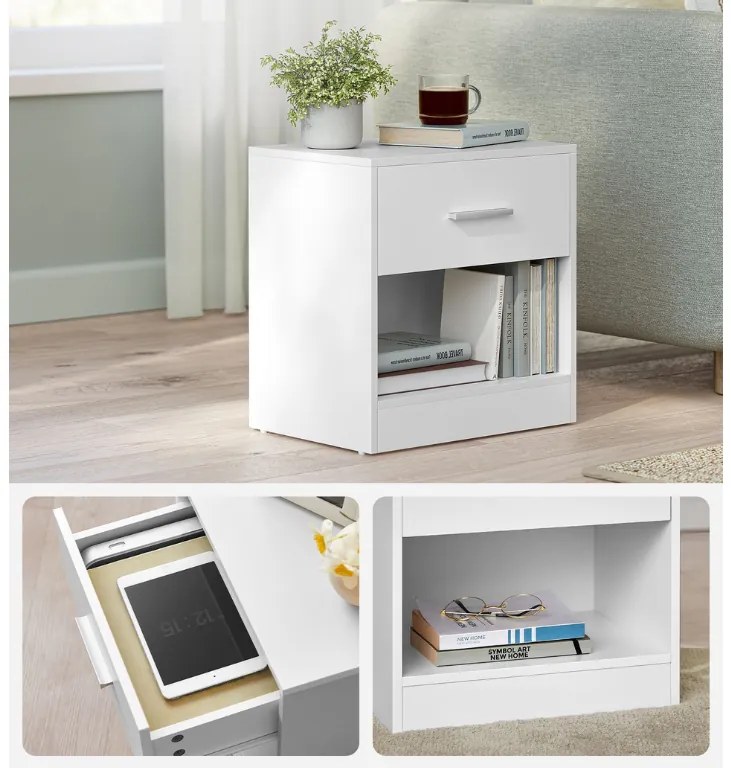 Nočné stolíky NOVERA sada 2 ks 39x28 cm, biele