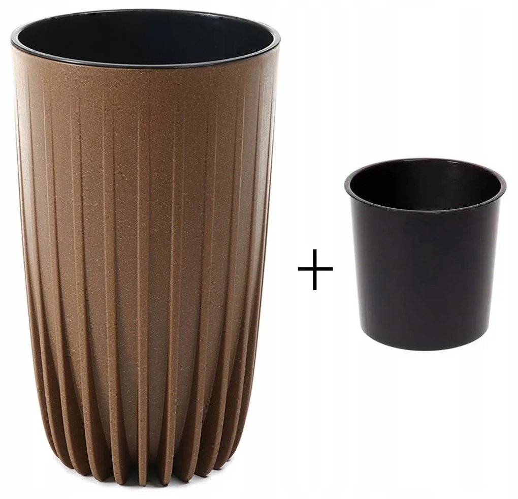 Kvetináč PRÚŽKOVANÝ ECO III 25 cm hnedý