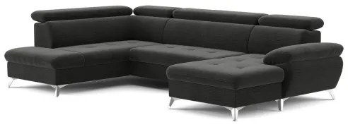 Rozkladacia rohová sedačka CATANIA U ľavá grafit s úložným priestorom