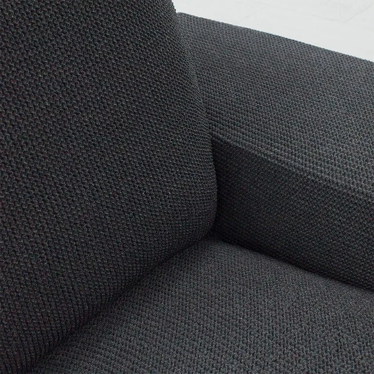 Super strečové poťahy HARMONIA antracitová sedačka s otomanom vpravo (š. 210 - 320 cm)