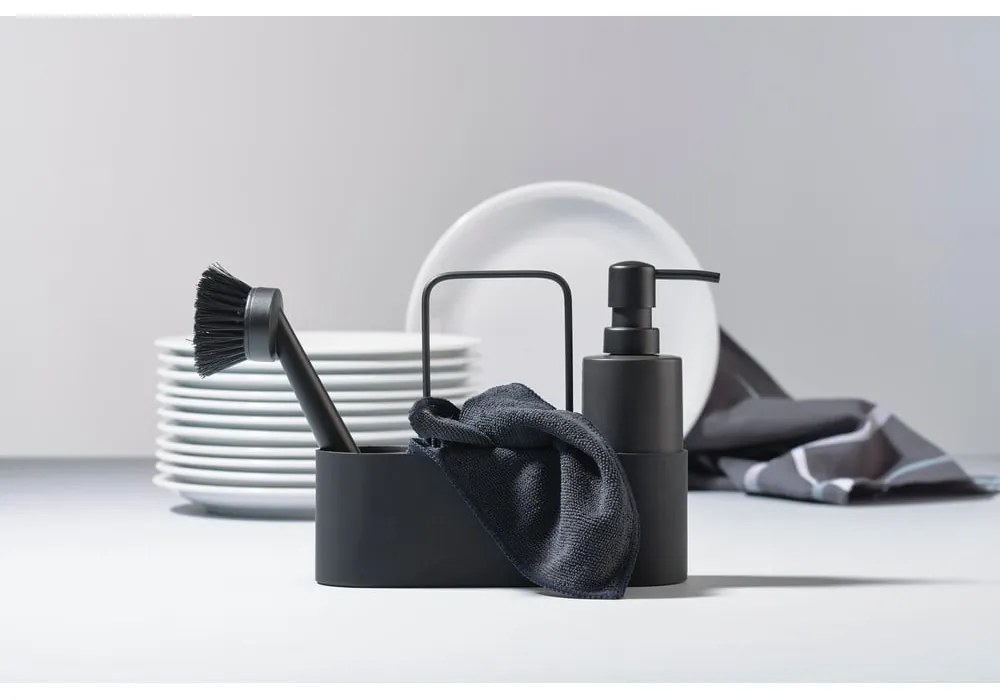 Čierny plastový/silikónový stojan na umývacie prostriedky Singles – Zone