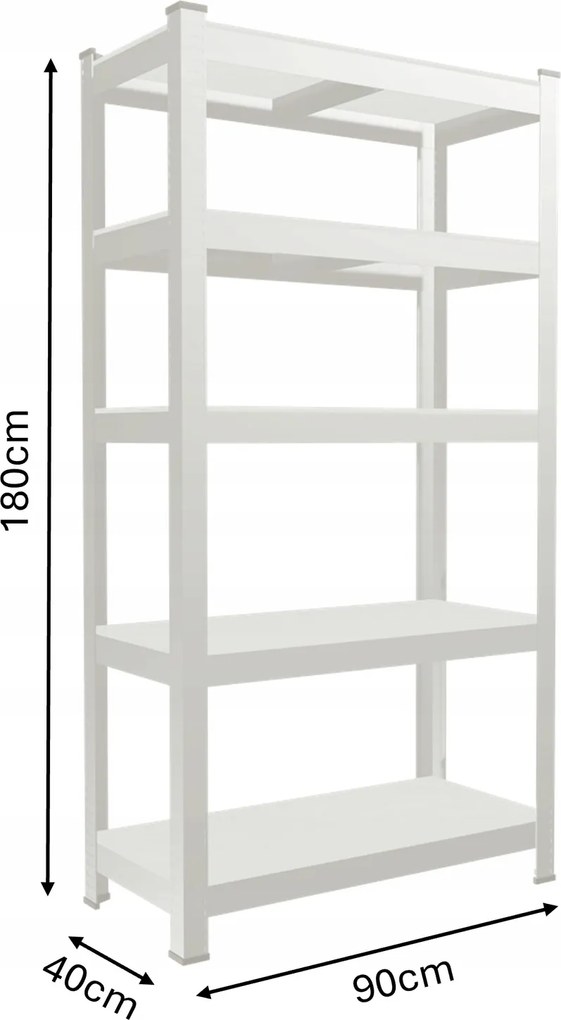 CH Sada dvoch 5-policových kovových úložných regálov Tosca IX. 180 x 90 x 40 cm