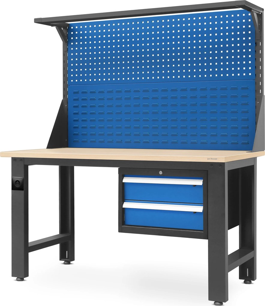 Pracovný stôl LOGAN, 1500 x 1700 x 750 mm, antracitovo modrý
