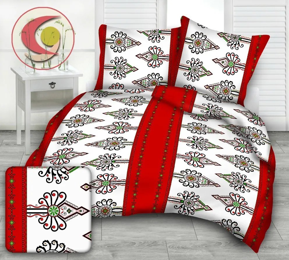 ORNAMENTY ČERVENÉ bavlnené obliečky DeLuxe Rozmer obliečok: 140x200 cm, Obsah balenia: Set Balenie