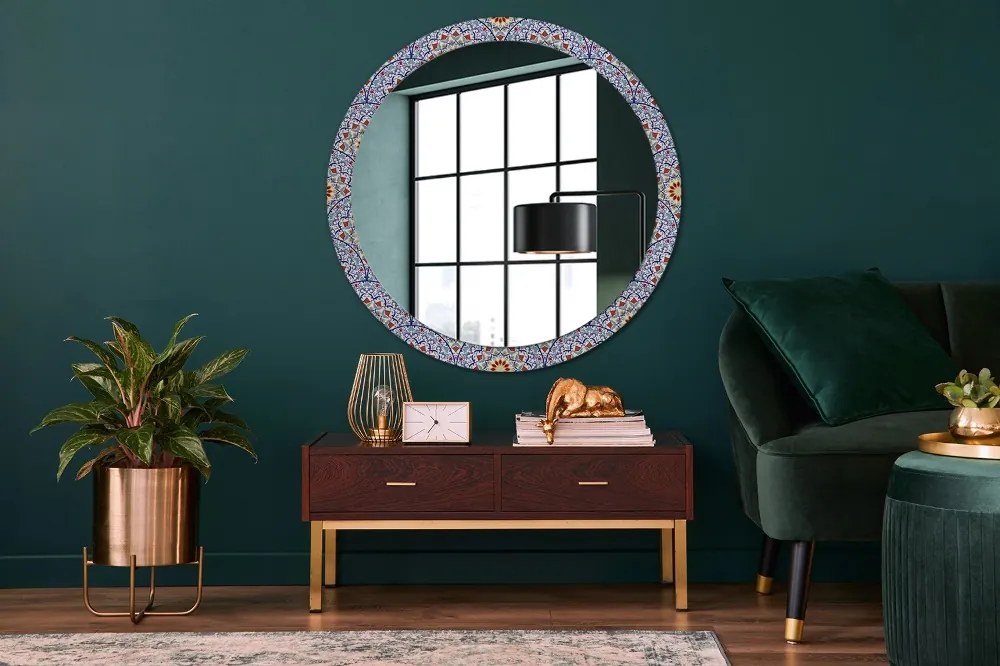 Okrúhle ozdobné zrkadlo Orientálne farebné zloženie fi 100 cm