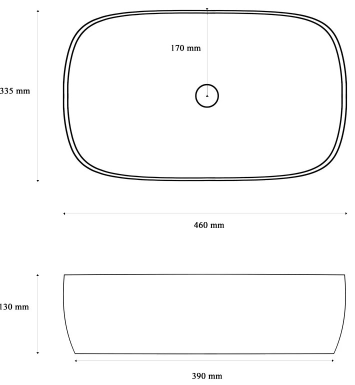 Gamma Miki, umývadlo na dosku 460x335x130 mm, biela lesklá, GMA-UC-MIKI