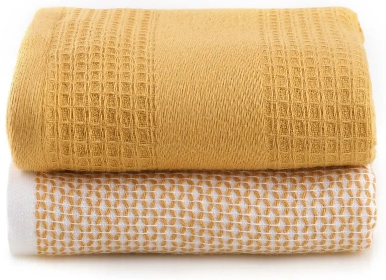 Žlté vaflové uteráky v súprave 2 ks 40x60 cm Betty – Foutastic