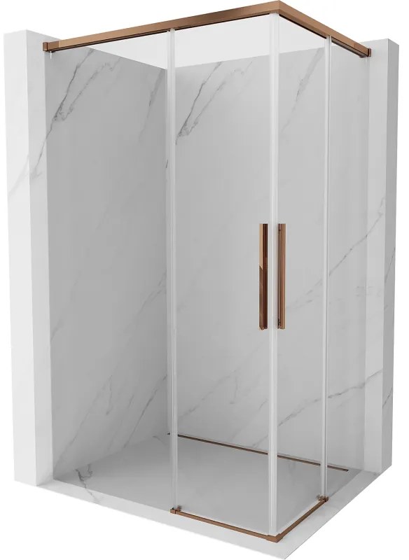 Mexen Rox, Duo posuvný sprchový kút 80 x 75 cm, 8mm číre sklo, ružové zlato profil, 8C2D-080-075-60-00
