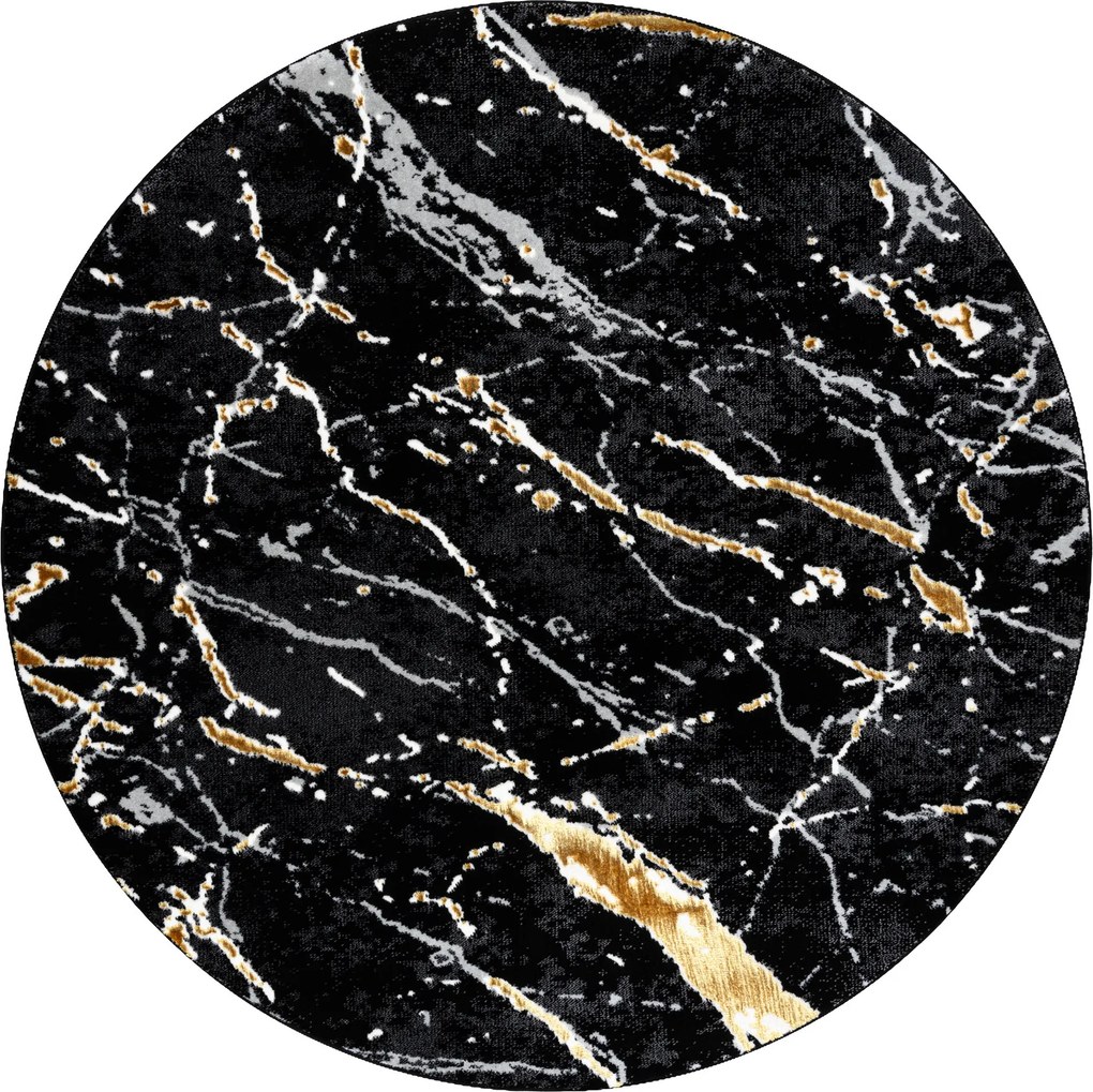 Dywany Łuszczów, Kusový koberec Allure 1963 black/gold kruh, 100x100 (priemer) kruh, čierna, kancelária