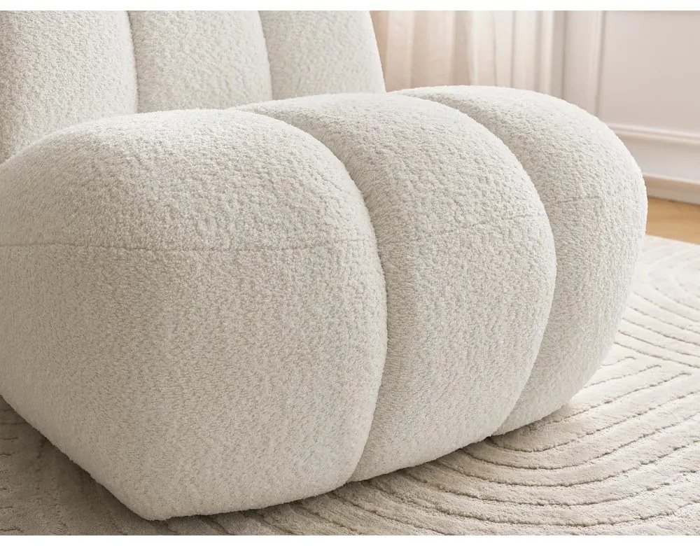 Biele kreslo z textílie buklé Janissaire – Bobochic Paris