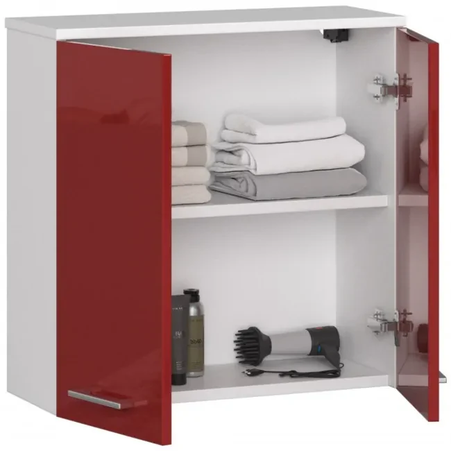 Kúpeľňová skrinka W 60 cm FIN 2D biela / červená, lesk
