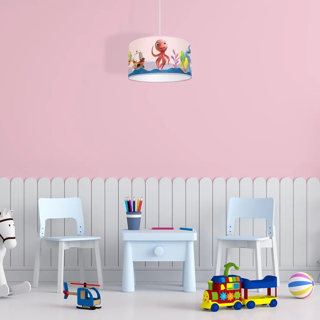 Detské závesné svietidlo Lola, 1x plastové tienidlo so vzorom, p