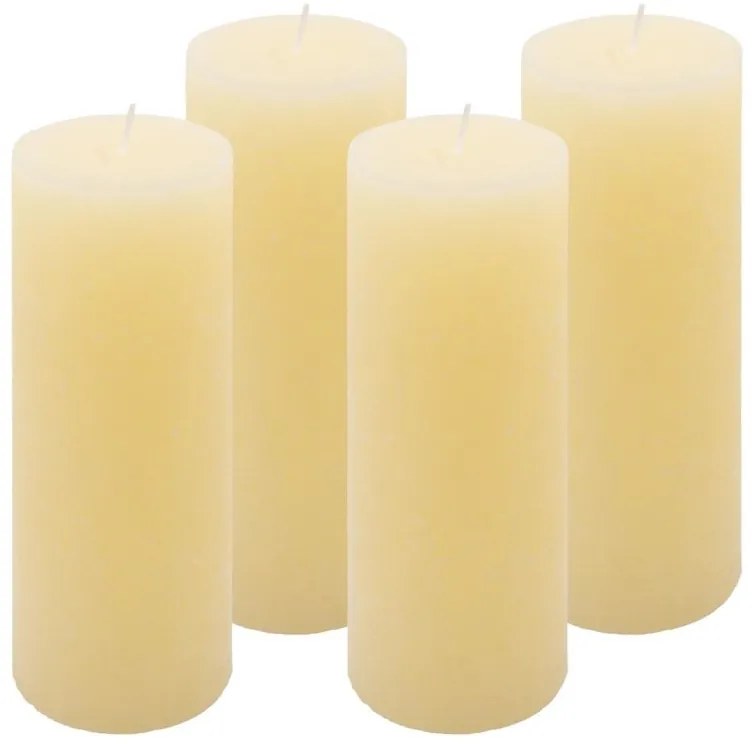 Krémová parafínová sviečka rustikálna 20 cm, 90 h, sada 4 ks
