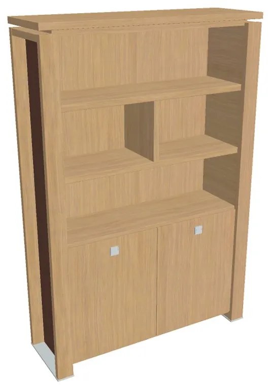 Vysoká skriňa Verno+ S 140 x 46 x 210 cm, s regálom, dub svetlý / hnedá