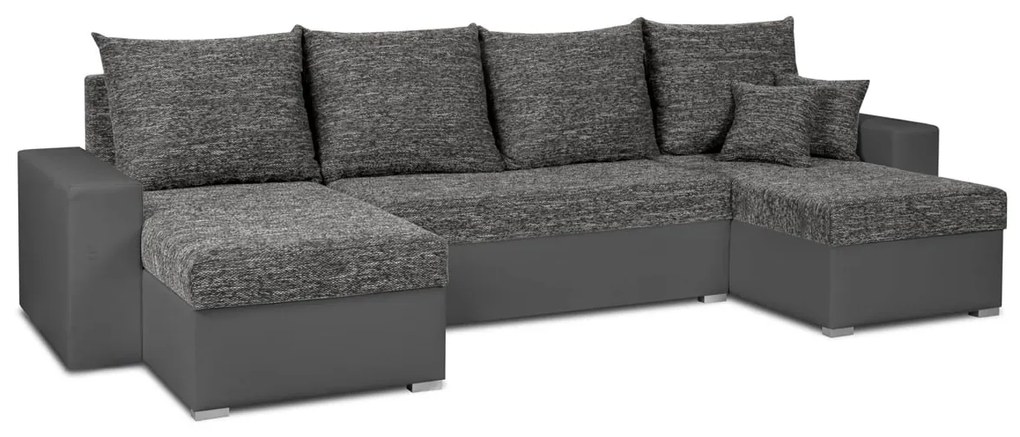 Rohová sedacia súprava s funkciou spania LEO-U Sivá/sivá