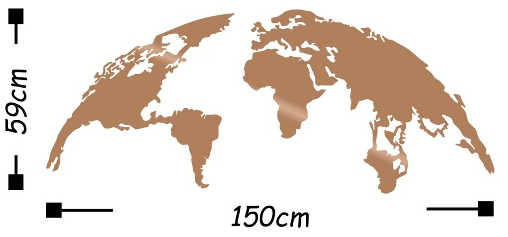 Nástěnná dekorace World Map zlatá - L