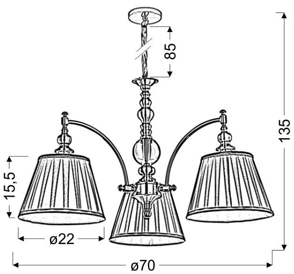 Candellux AUSTIN Luster 3X40W E14 Patina 33-13842