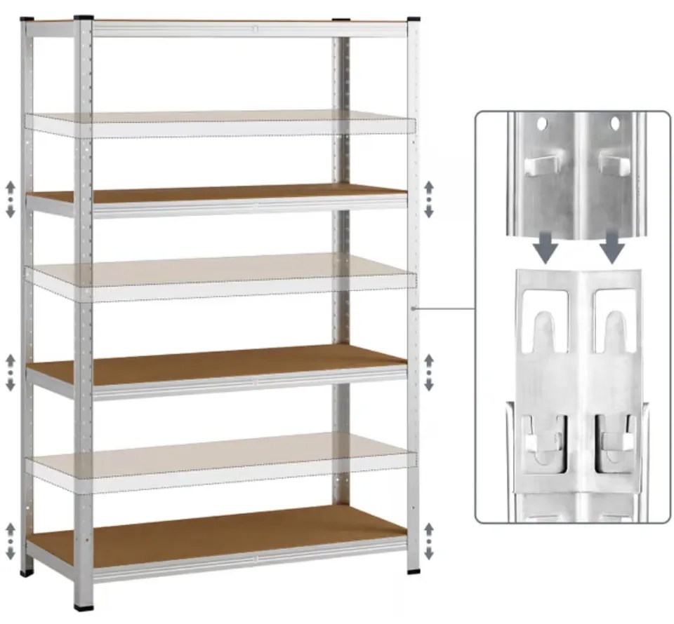 Monzana Regál s vysokou nosnosťou HEAVY, max. 700kg, 160x90x40cm, strieborná