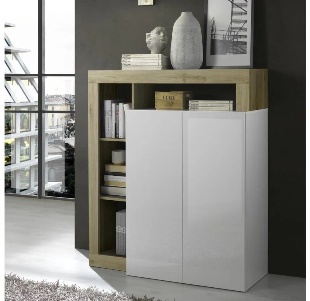 Komoda LENOR biela/hnedá