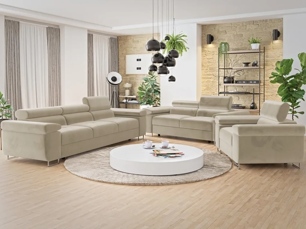 Sedacia súprava Torezio 3+2+1, Dostupné poťahy: ekokoža Soft 11 (čierna) + Lux 06