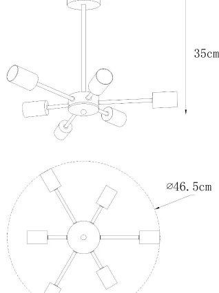 Zuma Line A8100-6 - Luster na tyči MANDI 6xE27/40W/230V čierna/zlatá