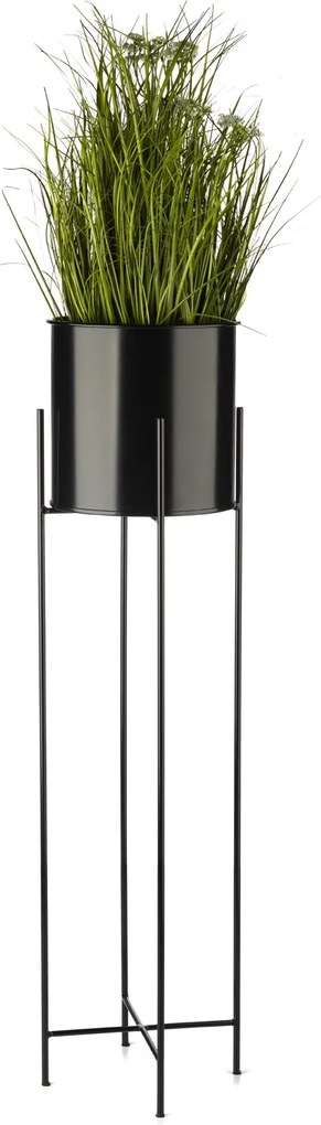 KOVOVÝ KVETINÁČ SO STOJANOM DARK 95X21 CM ČIERNA