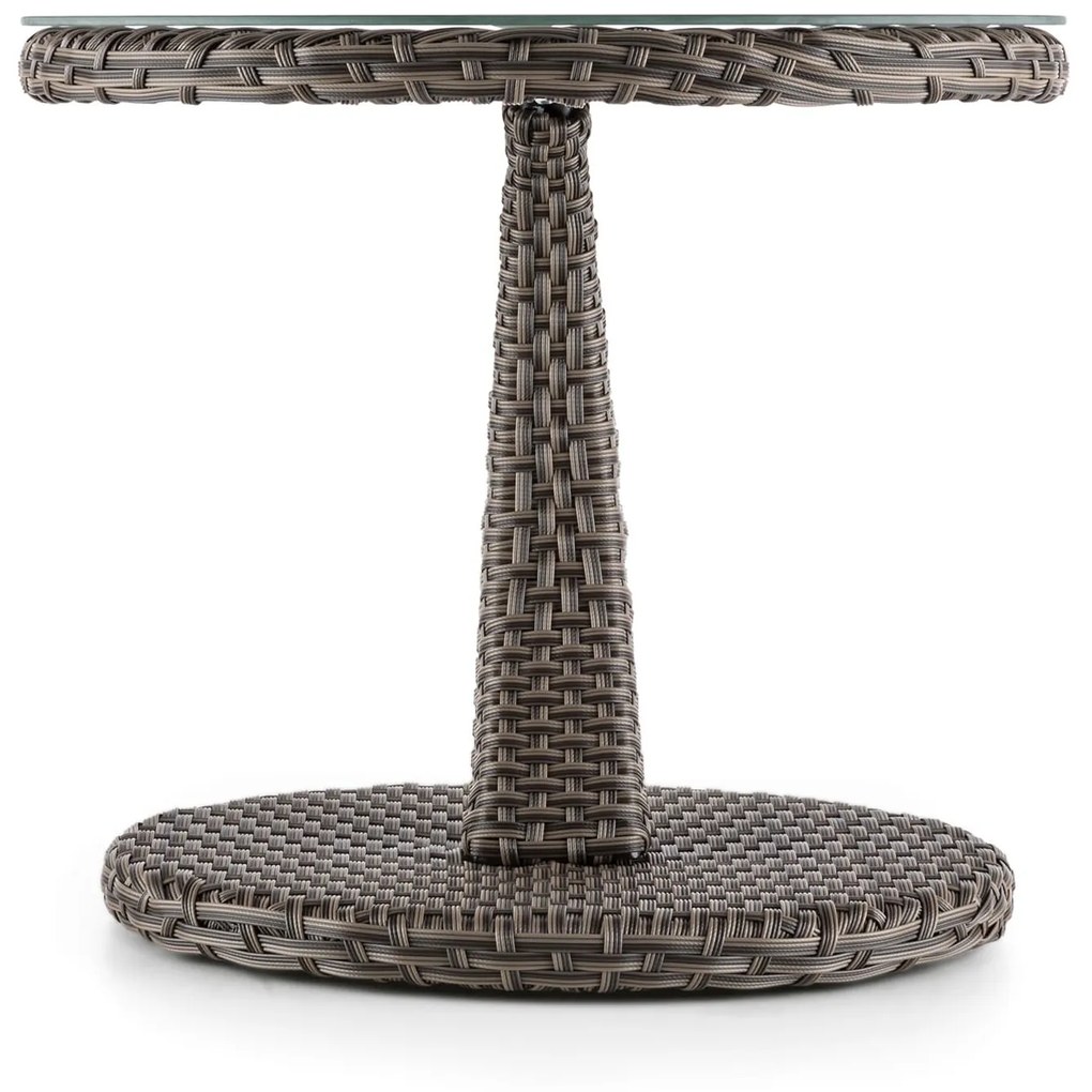 Tabula, odkladací stolík, 50 cm, sklo, polyratan, hliník, dvojfarebný antracit