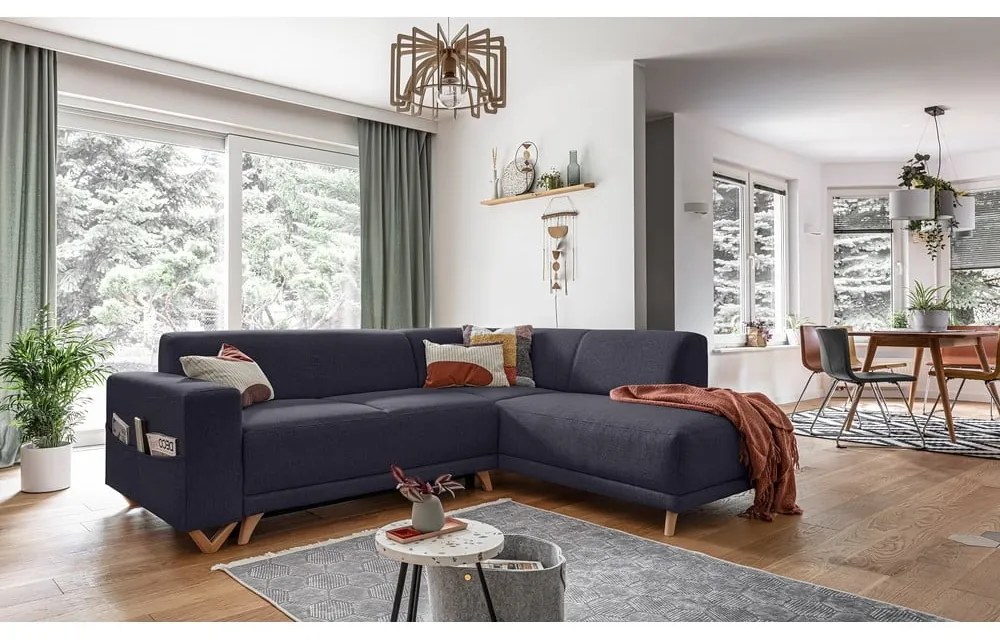 Antracitová rozkladacia/s úložným priestorom rohová pohovka (pravý roh/do L) Classy Sophie – Miuform