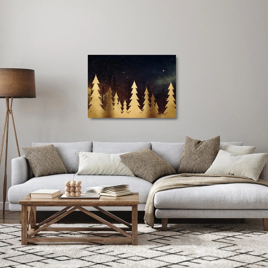 Sklenený obraz - Zlatá noc (70x50 cm)