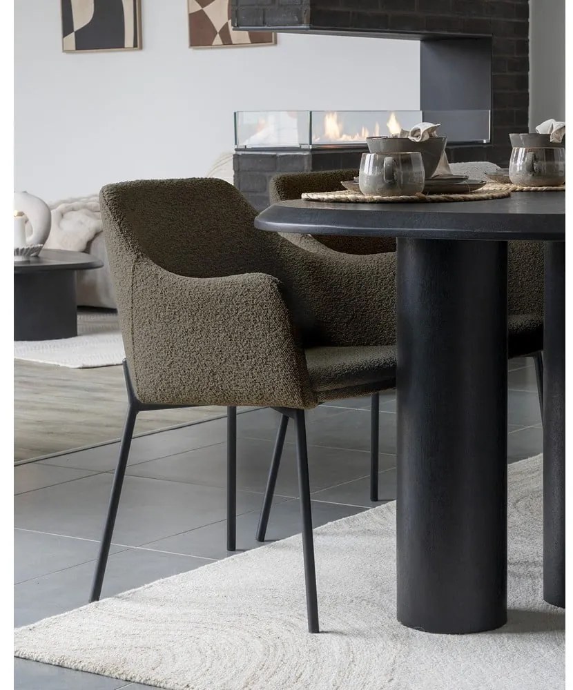 Hnedé čalúnené jedálenské kreslo s podrúčkami Melilla – House Nordic