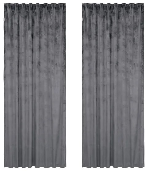 Looks by Wolfgang Joop Zamatový záves, 135 x 245 cm, 2 kusy (tmavosivá) (100390451)